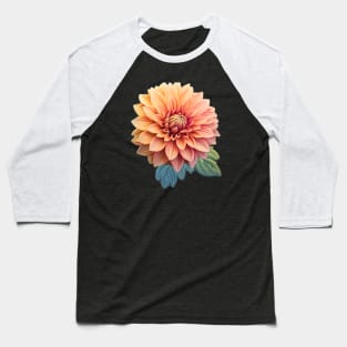 Peach Dahlia Flower Baseball T-Shirt